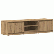 Helloshop26 - Meuble TV chêne artisanal 140 x 40 x 36 cm grand espace de rangement finition design en bois d'ingénierie chêne 02_0051608 - Bois mas