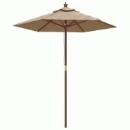 Helloshop26 - Parasol de jardin avec mât en bois 196 x 231 cm taupe 02_0008357 - Bambou 3000446647767