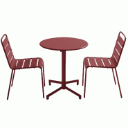 Oviala Business Ensemble table de jardin et 2 chaises en métal pourpre - violet acier 114691