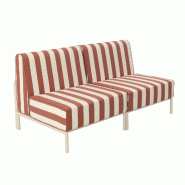 Salon de jardin bas modulable rayé 2 places terracotta - rouge aluminium 115920