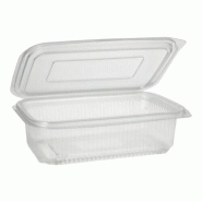 Starpak 50 pots d'emballage avec couvercle à charnière, PP rectangulaire 750 ml 5,3 cm x 13 cm x 19 cm transparent - transparent plastique polypropy