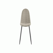 Stones Chaise Martina en imitation rotin marron avec structure en métal gris foncé - Design ergonomique pour la salle à manger 38 x 43 x 86,5 cm -