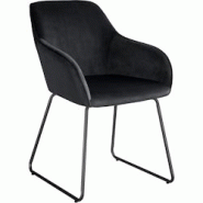 Tectake Chaise de salle à manger avec aspect velours rembourré noir - 405920 - noir polyester 405920 Tectake Chaise de salle à manger avec aspect velours rembourré noir - 405920 - noir polyester 405920