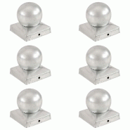 Vidaxl bouchons de poteau 6 pcs globe final métal galvanisé 91x91 mm 145499