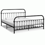 VidaXL Cadre de lit sans matelas avec tête de lit noir 180x200 cm Modèle Ovionel - 284503