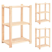 Vidaxl étagères de rangement à 3 niveaux 3 pcs 60x38x90 cm pin 150 kg 3051122