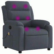 VidaXL Fauteuil inclinable de massage gris foncé velours Modèle Tervalia - 8721012186613