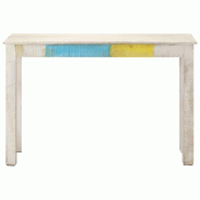 VidaXL Table console Blanc 115x35x77 cm Bois de manguier brut Modèle Orion Pure - 323556