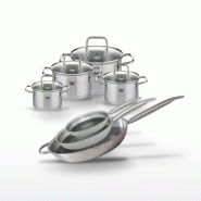 Batterie de cuisine avec 3 poêles 24/28/32 cm et 4 faitouts 12/14/16/20 cm sans PFAS Elo Collection Relief Solution Citrin - gris 3176239940602