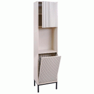 Décoshop26 - Colonne de salle de bain avec panier à linge intégré 2 portes Soft-Close 174x39x30 cm en MDF mélaminé aspect bois 04_0009217 - Bois