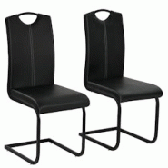 Décoshop26 - Lot de 2 chaises de salle à manger cuisine cantilever design contemporain synthétique noir CDS020374 - noir 3001082899787 Décoshop26 - Lot de 2 chaises de salle à manger cuisine cantilever design contemporain synthétique noir CDS020374 - noir 3001082899787