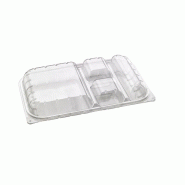 ECOLOMIQUE - 25 Pcs - Boîte repas plastique PET transparent - 4 compartiments - transparent plastique ECO210PRLS4