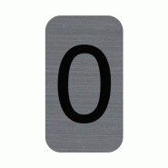Exacompta - Réf. 67190E - 1 Plaque adhésive imitation Aluminium Chiffre 0 - Dimensions 2,5x4,4 cm - Gris - gris aluminium 67190E