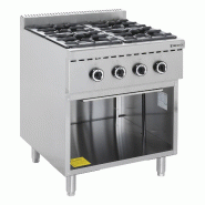 GastroHero Cuisinière à gaz ECO avec soubassement ouvert - 28,8 kW - 4 brûleurs - inox GHBO4B