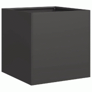 Helloshop26 - Jardinière carrée design moderne balcon jardin 40 x 40 x 40 cm avec fond ouvert en acier laminé à froid noir 02_0051451 - vert acier