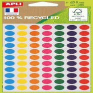 Lot de 5 Etui de 385 pastilles recyclées col. Assortis, diam. 8 mm (5 feuilles / cdt) - 3270241017816