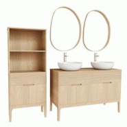 MOB-IN Meuble vasque robinet miroir et colonne ALASKA - 3701606503342 MOB-IN Meuble vasque robinet miroir et colonne ALASKA - 3701606503342