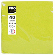 Pronappe - Réf.SV623831I - Carton de 1200 Serviettes ouate 2 plis - papier micro gaufré - 38 X 38 cm - 30 paquets de 40 serviettes Vert kiwi - vert
