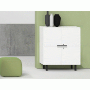 Armoire mi-haute 4 portes Cadi en bois mélaminé Armoire mi-haute 4 portes Cadi en bois mélaminé