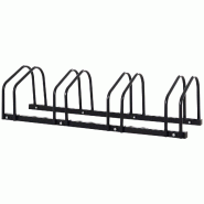 Râtelier vélos sol pour 4 vélos 110 x 33 x 27 cm rangement sécurisé gain de place stable design industriel en acier noir 21_0006927 - noir acier