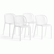 RATTATAN Set de 4 chaises en résine renforcée de fibre de verre, design moderne, empilables pour extérieur, jardin, bar, restaurant, cuisine – El RATTATAN Set de 4 chaises en résine renforcée de fibre de verre, design moderne, empilables pour extérieur, jardin, bar, restaurant, cuisine – El