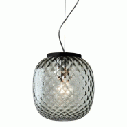 ROSSINI ILLUMINAZIONE Lampe À Suspension Oban Noire Avec Diffuseur En Verre Soufflé À La Bouche, Effet Ballon Pétrole - E27 75W 220-240V - Groupe