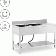 Royal Catering - Royal Catering RCGS-2B1400D6 Évier 2 bacs de 400 x 400 x 250 mm avec étagère supplémentaire en acier inoxydable - inox 4062859232151 Royal Catering - Royal Catering RCGS-2B1400D6 Évier 2 bacs de 400 x 400 x 250 mm avec étagère supplémentaire en acier inoxydable - inox 4062859232151