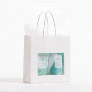Sac à fenêtre papier blanc avec poignées torsadées 18x8x19cm - par 12
