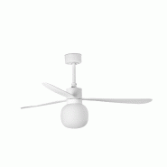 Ventilateur de plafond Amelia Ball L en acier blanc mat, moteur DC 6 vitesses, fonction inverse, compatible plafonds inclinés - FARO (FARO-337602W) -_0