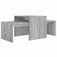 VidaXL Ensemble table basse Sonoma gris 100x48x40 cm Bois d'ingénierie Modèle Polaris Métal Plus - 815547