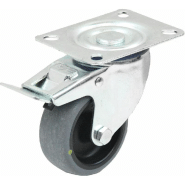 Roulette pivotante/frein de 100 mm avec caoutchouc thermoplastique gris conducteur d'électricité Roulette pivotante/frein de 100 mm avec caoutchouc thermoplastique gris conducteur d'électricité