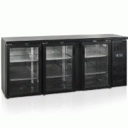 Arrière - bar 3 portes vitrées à charnières à fermeture automatique et 6 tablettes inox - 442 L | Tefcold - CBC310G