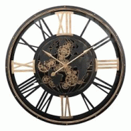 Atmosphera Grande Pendule murale Noir style rétro avec rouages mobiles D 110 cm - noir 3560232960505 Atmosphera Grande Pendule murale Noir style rétro avec rouages mobiles D 110 cm - noir 3560232960505