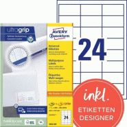 Avery Zweckform 4800 étiquettes blanches, format 64,6 x 33,8 mm (200 feuilles A4 / cdt) - blanc 3658-200