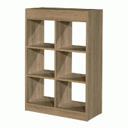 Buffet central recto/verso 6 cases - L75xP35xH110cm - Vinno - chêne authentique - solution modulable spécial cavistes