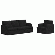 Canapé 2 pcs Noir 144 x 80 x 85 cm tissu Modèle Aero Jardin - Matériau naturel 8721364374935