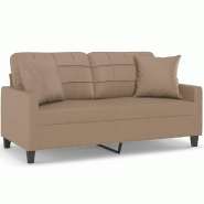 Canapé 2 places avec oreillers cappuccino 140 cm similicuir Modèle Tercia - 8721012057746