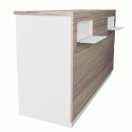 Comptoir Minimaliste DP finition bambou et blanc L172xP58xH100cm