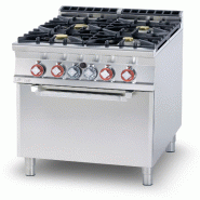 Cuisinière à gaz 4 feux avec four électrique statique GN2/1. Structure en acier inoxydable. Dimensions 80x90 h90 cm. Modèle CF4-98GE - 1940
