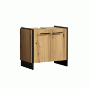 Deladeco Meuble sous vasque contemporain chêne clair Saphira - 3665367402781