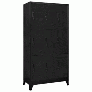 Helloshop26 - Armoire à casiers moderne design bureau 90 x 45 x 180 cm 9 portes verrouillables en acier noir 02_0047018 - noir acier 3000234549181