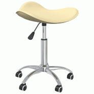 Helloshop26 - Chaise fauteuil siège de bureau informatique étude similicuir crème 02_0024001 - acier 3000214631929