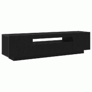 Helloshop26 - Meuble TV rectangulaire moderne avec étagères 160 x 35 x 40 cm en bois d'ingénierie noir 02_0051606 - noir Bois massif 3000237004052