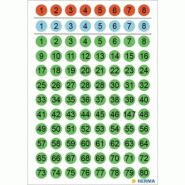 HERMA 480 pastilles adhésives numérotées 1-160 coloris assortis, Ø 8 mm (6 feuilles 9x16 / cdt) - 4129