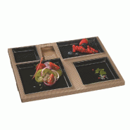 Kit plateau repas Polaris carton naturel 4 assiettes noir 36x29x6,3cm - par 25