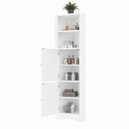 Merax armoire d'angle haute 51.7 x 32.0 x 155.4 cm, blanc, avec rangements et tablettes reglables - blanc Bois manufacturé N877P297008K