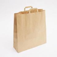 Sac kraft lisse poignées plates brun 45x15x49cm - par 50 - 110gr/m² - supporte jusqu'à 8kg