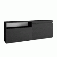 SKRAUT HOME Buffet salon et cuisine, 200x75x35cm, 4 Portes, Meuble chaussure, Noir - noir Bois manufacturé 64_1