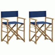VidaXL Chaises Pliables De Directeur Lot De 2 Bleu Bambou Et Tissu - bleu 313030 VidaXL Chaises Pliables De Directeur Lot De 2 Bleu Bambou Et Tissu - bleu 313030