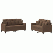 VidaXL Ensemble de canapés 2 pcs avec coussins Marron Tissu Modèle AbriIntemporel 38 - 3201651